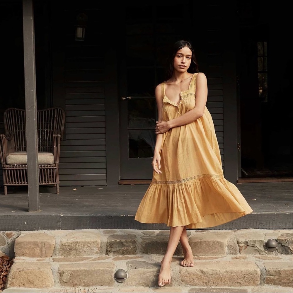 Doen Seville Nightgown Dress Wheat Yellow Gold Size Small